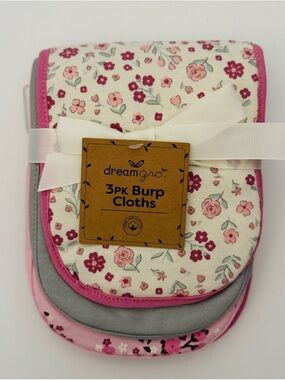 NEW Baby Burp Cloths Pack of 3 Floral Print and Solid Print | DreamGro